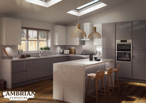 Gloss slab kitchen - kitchen, doors